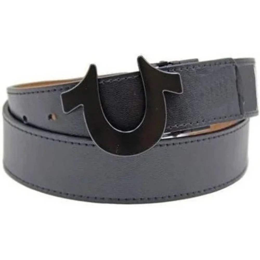 True Religion Reversible Horseshoe Buckle Belt Black/Tan Size 34 NWT